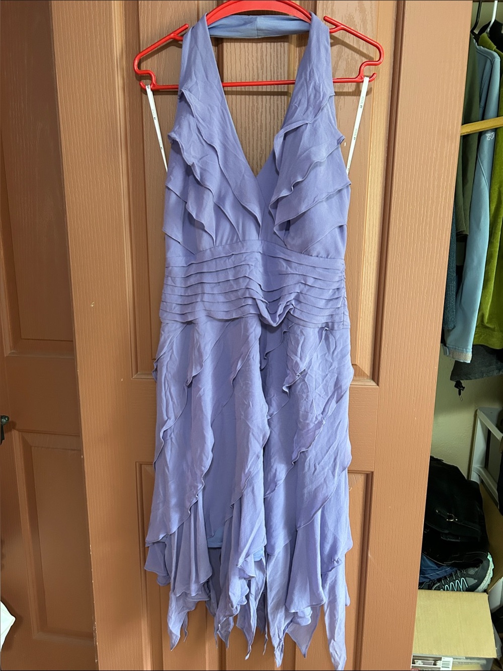 Tadashi Shoji Lavender Backless Ruffle Midi Dress 8